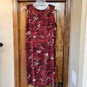 Sag Harbor Sheath Dress VTG Red‎ Tropical Sz M EUC $5 ADD ON with $15+ Bundle